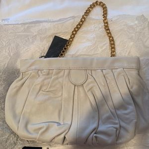 Vintage Steven By Steve Madden white clutch with gold chain